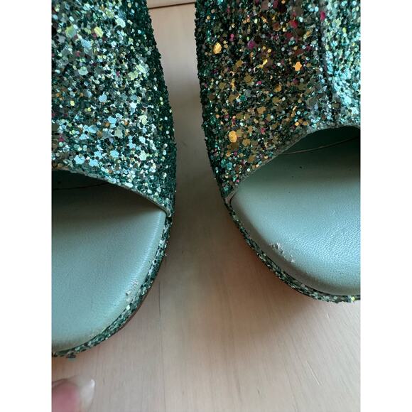 3.1 PHILLIP LIM turquoise glitter Party Platform Sandals size 35 / US 5 - Picture 15 of 15